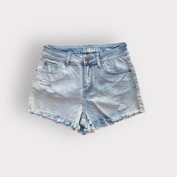 Rewash Summer Stripped Denim Jean Shorts Blue White - Picture 1 of 8